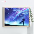 Your name anime INS romantic starry sky led night light painting,USB plug rechargeable desk mood lamp,Special gifts for couples.