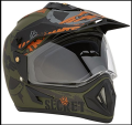 Vega Off Road Secret Full Face Helmet (Dull Black and Green, L). 