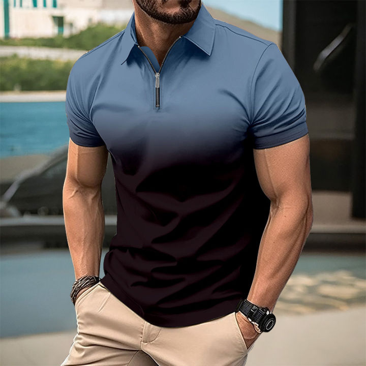 Summer New Men's Casual Short-Sleeved Polo Shirt Office Fashion Rowan Collar T-Shirt Men's Breathable Polo-Shirt Men's Clothing