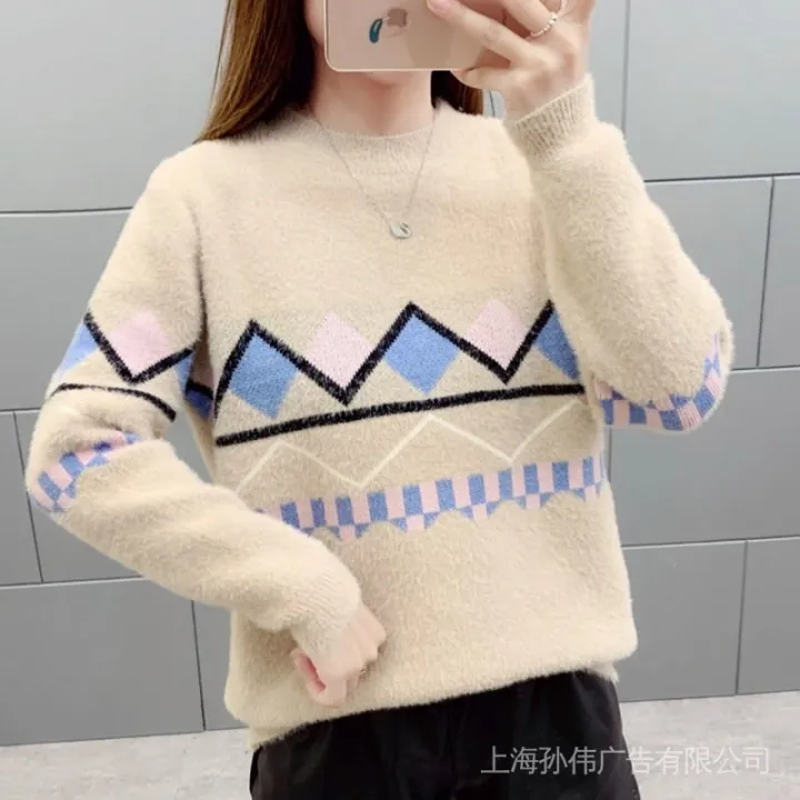 Women's%20Sweater%202024%20Autumn%20and%20Winter%20Clothing%20New%20Korean%20Style%20Mink%20Fur%20Half%20Turtleneck%20Loose%20Thick%20Knitted%20Bottoming%20Shirt%20Pullover%20-%20Image%206