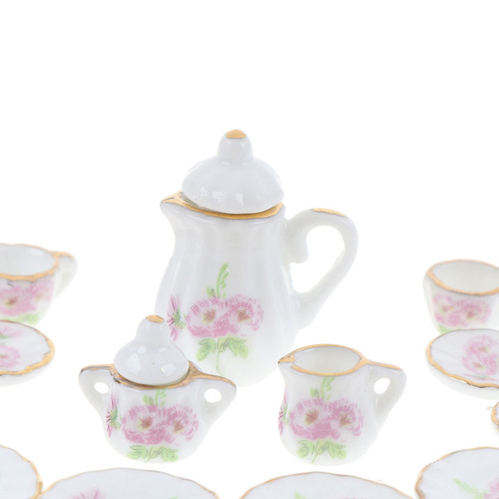 1:12%20Miniature%2015pcs%20Porcelain%20Tea%20Cup%20Set%20Chintz%20Flower%20Tableware%20Kitchen%20-%20Image%204