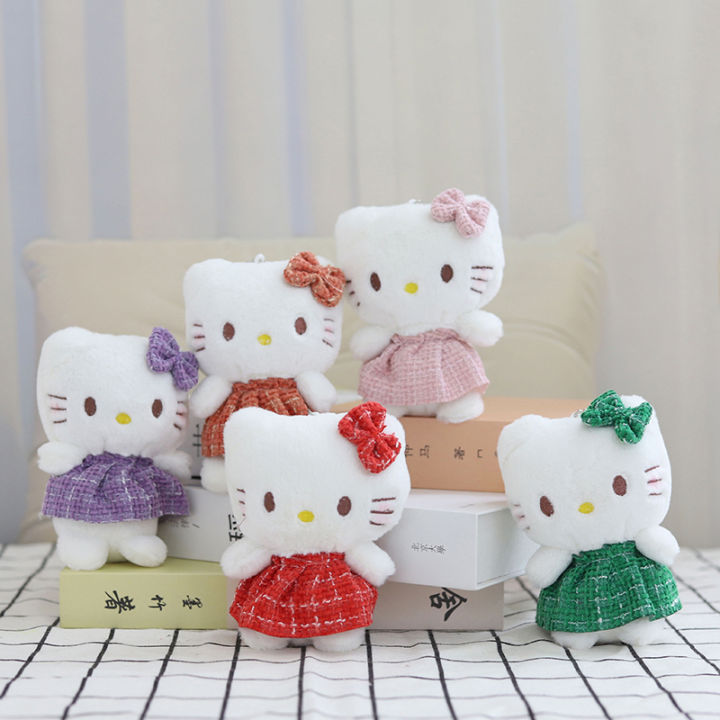 Cute KT Cat Pendant Plush HelloKitty Doll Bag Keychains Pendant Car Decoration Creative Cute Kids Birthday Gift For Girls Fayshow
