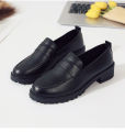 Single shoes women's 2019 spring Korean version block heel casual shoes college style small leather shoes round toe and one foot trend. 