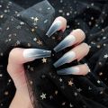 European Red Black Gradient Nails Extra Long Ballerina Artificial Full Nail Art Tip with Glue Coffin Shaped Press On Nails. 