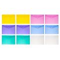 12Pcs Multi File Envelope PVC Snap Button File Bag 6 Colors Plastic with Business Card Holder File Bag. 