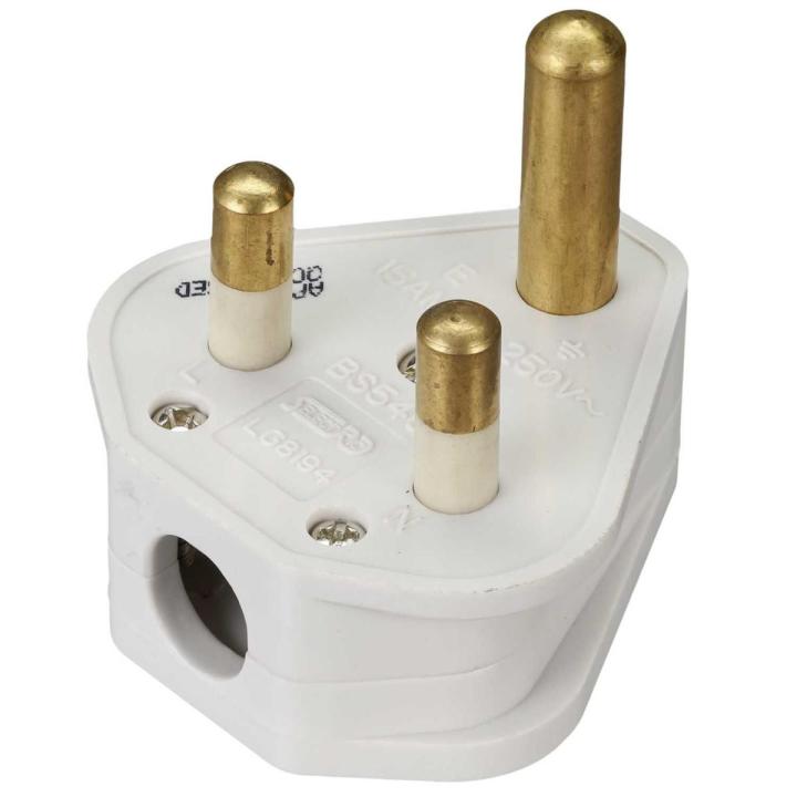15A Non Fused Round Pin Plug Top White