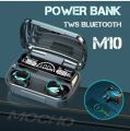 M10 TWS Earbuds 2500mAh Charging Box Bluetooth-compatible Stereo Waterproof. 