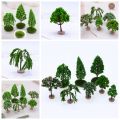 Artificial Moss Rocks/Wooden Base Model Trees Garden Decor Accessories Natural Green Simulation Fake Trees Plastic Dollhouse Mini Tree Kids Toys. 