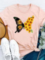 Women print T-shirts casual female short sleeve moon flower floral trend ladies fashion clothing T clothes graphic tee. 
