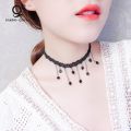 Black Flower Rhinestone Choker Necklace Women.