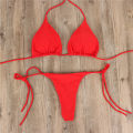 Yfashion Women Split suit V-neck Adjustable Lace Up Bikini Solid Color riangle Bikini color.