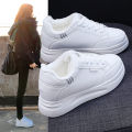 1726 Velvet Small White Shoes Winter Women's Shoes Year Leather Inner Heightened Lace-up Thick-soled Sneakers 2021 New Style. 