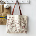 Canvas Bags Handbag For Women Shopper Cute Cat Tote Bag With Zipper Designer Bag Cartoon Shoulder Bags. 