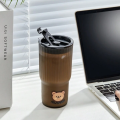 Internet celebrity coffee milk tea juice milk portable drinking cup student creative plastic double drinking straw cup water cup.