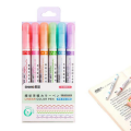 6pcs Curves Highlighter Pen Set With 6 Different Curves Shapes Fine Tips Colored Curves Pens Highlighter Markers Stationery.