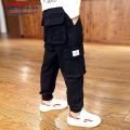 Boys Cargo Pants Casual Winter Spring Thick Cotton Boys Trousers Kids Sport Pants Teenage Children Clothes For 110-160cm.