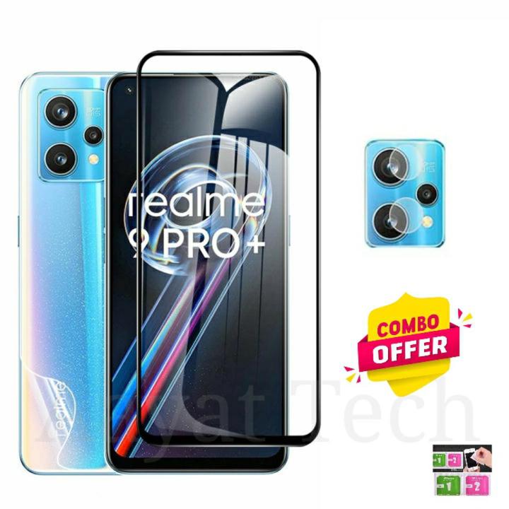 For Realme Pro+ Pro Plus (5G) 3in1 Combo Pack Premium Front  Screen Protector Glass, Camera Nano Poly Flim Protactor, Back Transparent  Gel