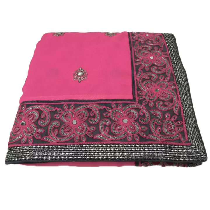 Indian%20Weightless%20Georgette%20Shari%20Pink%20Color%20Sari%20High%20Quality%20Embroidery%20Work%20On%20Blouse%20-%20%E0%A6%B6%E0%A6%BE%E0%A7%9C%E0%A6%BF%20-%20Marvelous%20Exclusive%20High%20Quality%20saree%20for%20women%20-%20Image%204