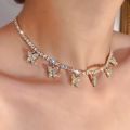 Women Jewelry Butterfly Pendant Choker Necklace Crystal Female Ladies Rhinestone Shining Gift.
