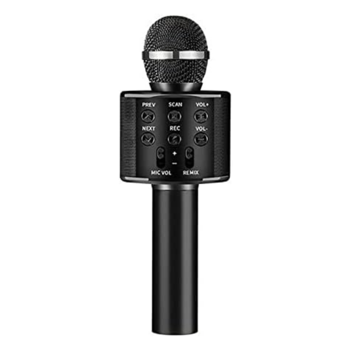 Wireless Bluetooth Microphone Speaker Karaoke WS-858_Silver Bluetooth Handheld Mic USB Player