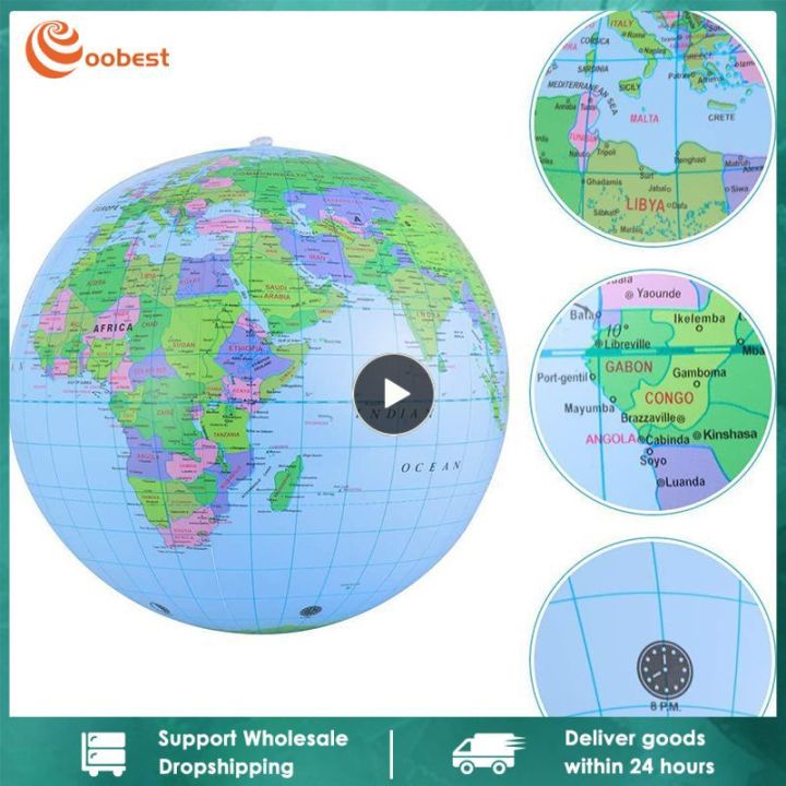 12/14/16 Inch Inflatable World Map Ball Beach Volleyball Game Globe Educational Planet Earth Geography Toys Ocean Kid Learning MuXiaRe