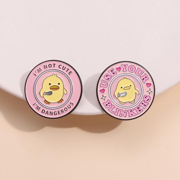 I'm%20Not%20Cute%20I'm%20Dangerous%20Cartoon%20Yellow%20Duck%20Brooch%20Clothing%20Bag%20Accessories%20Gift%20-%20Image%202