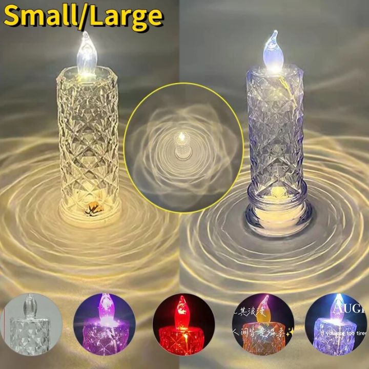 LED Electronic Flameless Candles Light Wedding Birthday Dinner Party Rose Flower Crystal Table Desk Lamp Home Decor Night Light
