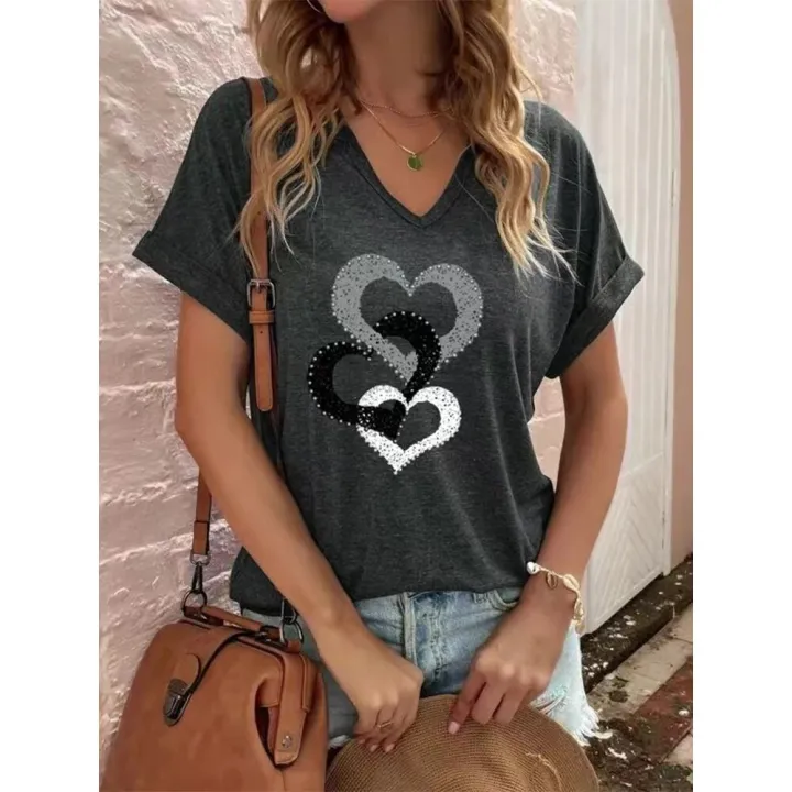 Fashion%20Ladies%20T-Shirt%20Short%20Sleeve%20Tops%20Heart%20Shape%203d%20Shirt%20Tees%20Girls%20O-Neck%20Oversized%20Apparel%202023%20Summer%20Clothing%20Women's%20-%20Image%205