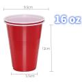 16-Ounce Plastic Party Cups in Red (50 Pack) Disposable Plastic Cups Recyclable Red Cups with Fill Lines for Drinks,BBQ,Picnics. 