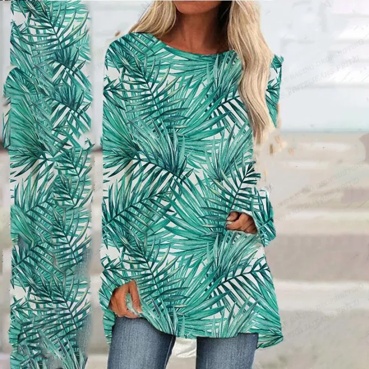 Women's%20T-shirt%20Coconut%20Tree%20T%20shirt%20Women%20Fashion%20T-shirt%20Beach%20Tshirt%20Hawaii%20T%20Shirt%20Long%20Sleeve%20Tshirt%20Ladies%20Tops%20Tees%20Tunic%20-%20Image%203