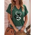 Fashion Ladies T-Shirt Short Sleeve Tops Heart Shape 3d Shirt Tees Girls O-Neck Oversized Apparel 2023 Summer Clothing Women's.