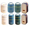 Stackable Thermal Containers Stainless Steel Leak-Proof Lunch Storage Box 2 Tier Vacuum Insulated Thermos Hot Food Soup Bowl Jar.