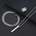 New 3pcs/set Mens Stainless Steel Glamour Bracelet Ring & Necklace Set for Men.