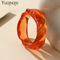 Trendy Fashion Transparent Resin Acrylic Bangles For Women Geometry Round Bangle Bracelets Charm Thick Simple Party Hand Jewelry. 