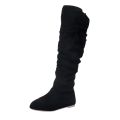 Women's Ladies Fashion Casual Beautiful Knotted Knee-high Long Boots Flat Shoes Women's Korean Style Fashion Platform Martin Boots Ankle Lace  Boots Black. 