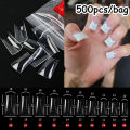 500Pcs Duck Feet Style Nail Tips Clear Duck Feet Fan Flare Extension Patch for Acrylic Nails 12Size Half Cover Acrylic Nail Tips. 