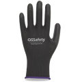 QS/Black PU2006E Labor Protection Wear resistant Industrial Breathable Protective Work Gloves for Construction Sites. 