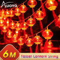 Auoyo Spring Festival Lantern String New Year Celebration Light Lantern Red Lantern Festival Atmosphere Decoration Curtain Light String Chinese Red Lanterns Decorations Hanging Lanterns with Tassel. 