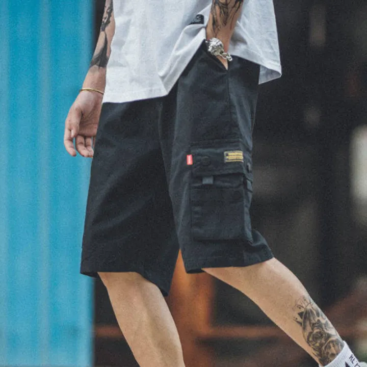 1pc%20Summer%20Men%20Cargo%20Pants%20Japanese%20Style%20Trendy%20Casual%20Daily%20Shorts%20Loose%20Men%20High%20Waist%20Elastic%20Thin%20Half%20Length%20Cargo%20Shorts%20-%20Image%202