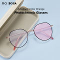 OQ BOGA 20 Styles Unisex Anti UV Photochromic Sunglasses Anti Blue Light Radiation Metal Round Frame Computer Glasses.