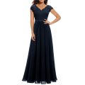 Women Lace Patchwork Maxi Long Evening Dress Solid Color Backless V Neck High Waist Dress Wedding Party Dress. 