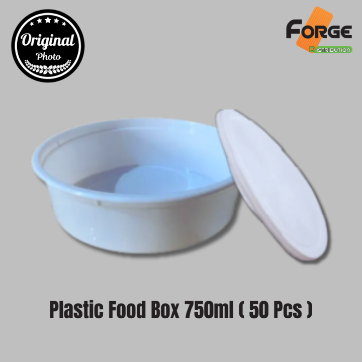 One Time Food Containers with Lid, Plastic Food Box round Shape 750 ml ...