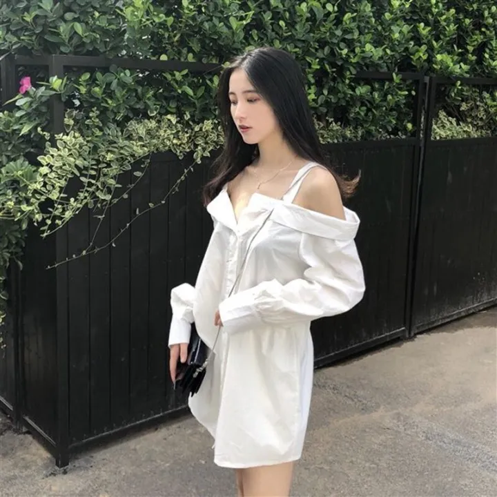Autumn%20Korean%20New%20Mid%20Long%20Lazy%20BF%20White%20Shirt%20White/Black%20Blouses%20Tops%20Women's%20Fashion%20Long%20Sleeve%20Cardigan%20Blusas%20Mujer%2012457%20-%20Image%206