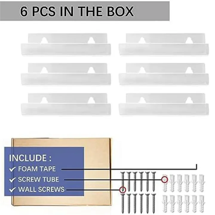 Vinyl%20Record%20Shelf%20Wall%20Mount%206%20Pack,%204%20INCH%20Clear%20Acrylic%20Album%20Record%20Holder%20Display%20Floating%20for%20Bathroom,%20Bedroom%20Durable%20Easy%20Install%20Easy%20to%20Use%20-%20Image%205