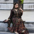 Exclusive Ready Made Linen Garara Three Piece Set for Women, Chic Kurta, Garara Pants, and Matching Dupatta, Premium Breathable Fabric.