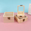 Wooden Storage Box Plain Wood With Lid Multifunction Square Hinged Craft Boxes ANLAN. 