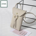 ZIME Litchi pattern cover type vertical hanging big iron ring bag summer and autumn cross-body small bag. 