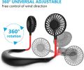 Hands Free Portable Neck Fan - Rechargeable Mini USB Personal Fan Battery Operated with 3 Level Air Flow, 7 LED Lights for Home Office Travel Indoor Outdoor. 