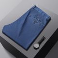 2023 New Spring Men's Light Blue Stretch Straight Jeans Business Casual Denim Pants Modal Fabric Trousers Male Brand.