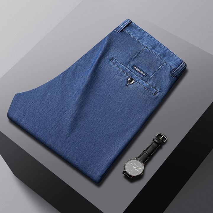 2023%20New%20Spring%20Men's%20Light%20Blue%20Stretch%20Straight%20Jeans%20Business%20Casual%20Denim%20Pants%20Modal%20Fabric%20Trousers%20Male%20Brand%20-%20Image%206